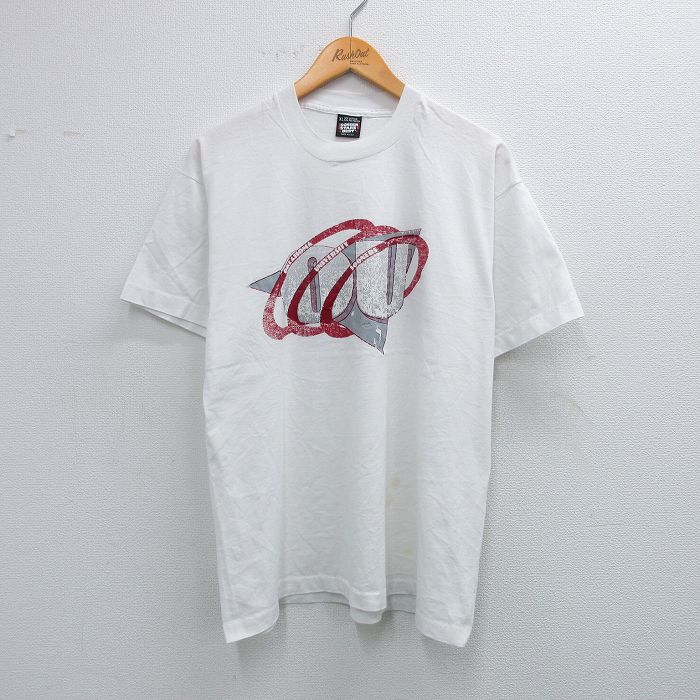XL★古着 スクリーンスターズ 半袖 ビンテージ Tシャツ メンズ 80年代 80s オクラホマスーナーズ 大学 クルーネック USA製 白 ホワイト 25jul31 中古