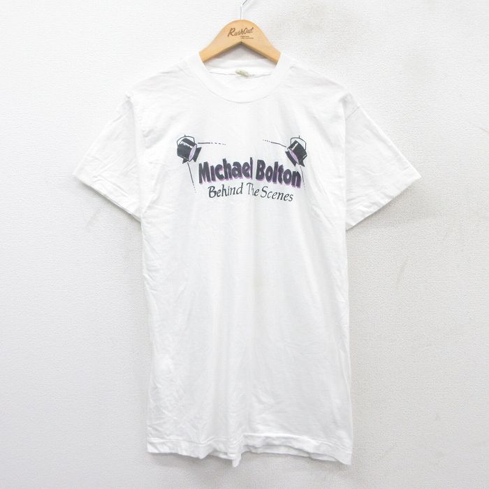 L★古着 スクリーンスターズ 半袖 ビンテージ Tシャツ メンズ 80年代 80s マイケルボルトン コットン クルーネック USA製 白 ホワイト 25jul31 中古