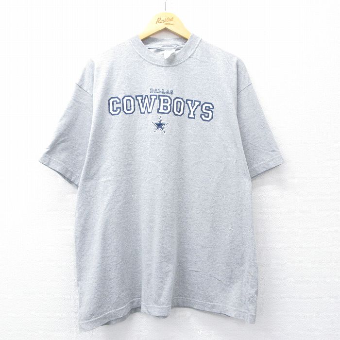 XL★古着 マジェスティック 半袖 ビンテージ Tシャツ メンズ 00年代 00s NFL ダラスカウボーイズ 大きいサイズ コットン クルーネック グレー 霜降り アメフト スーパーボウル 25jul31 中古
