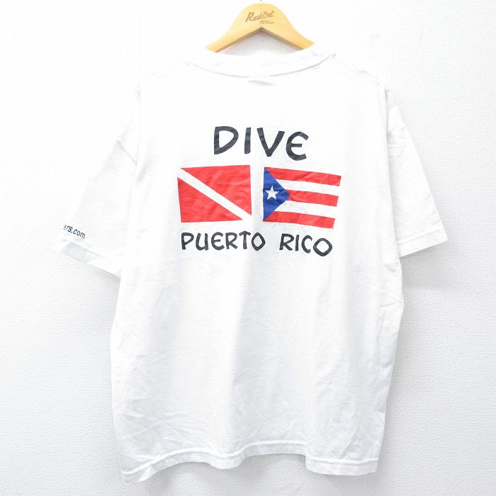 XL★古着 ヘインズ Hanes 半袖 ビンテージ Tシャツ メンズ 00年代 00s DIVE プエルトリコ 大きいサイズ クルーネック 白 ホワイト 25jul31 中古