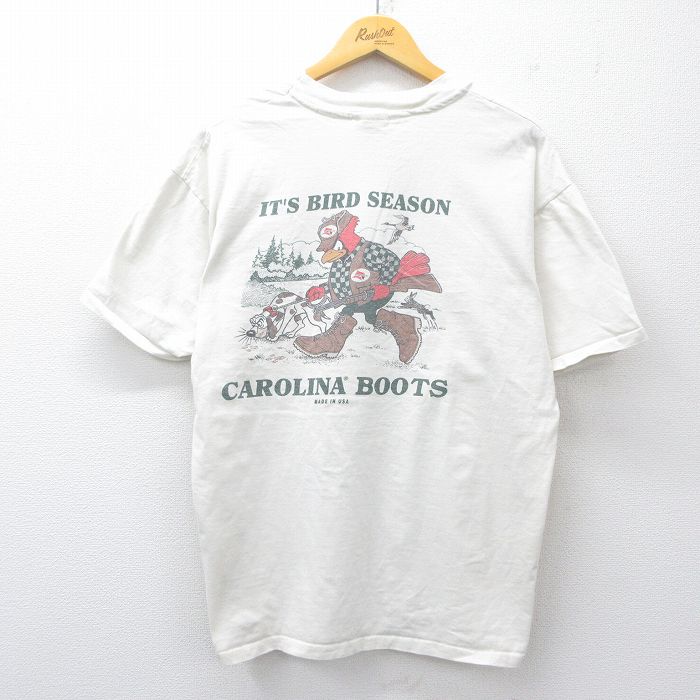 XL★古着 ヘインズ Hanes 半袖 ビンテージ Tシャツ メンズ 00年代 00s カロライナ 鳥 ブーツ コットン クルーネック 生成り 25jul31 中古