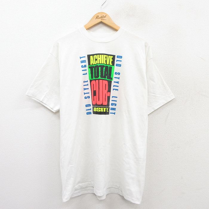 XL★古着 ヘインズ Hanes 半袖 ビンテージ Tシャツ メンズ 80年代 80s CUB クルーネック 白 ホワイト 25aug01 中古