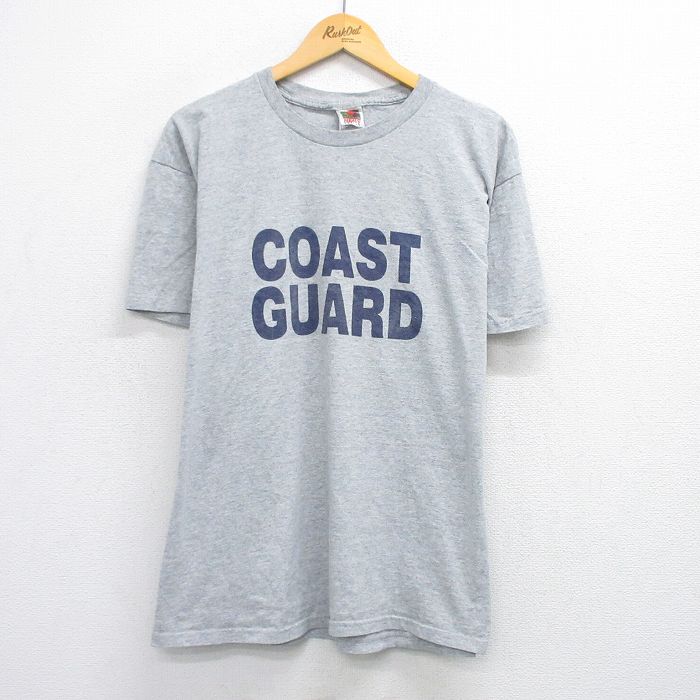【20%OFF】XL★古着 フルーツオブザルーム 半袖 ビンテージ Tシャツ メンズ 00年代 00s コーストガード クルーネック グレー 霜降り 25aug01 中古