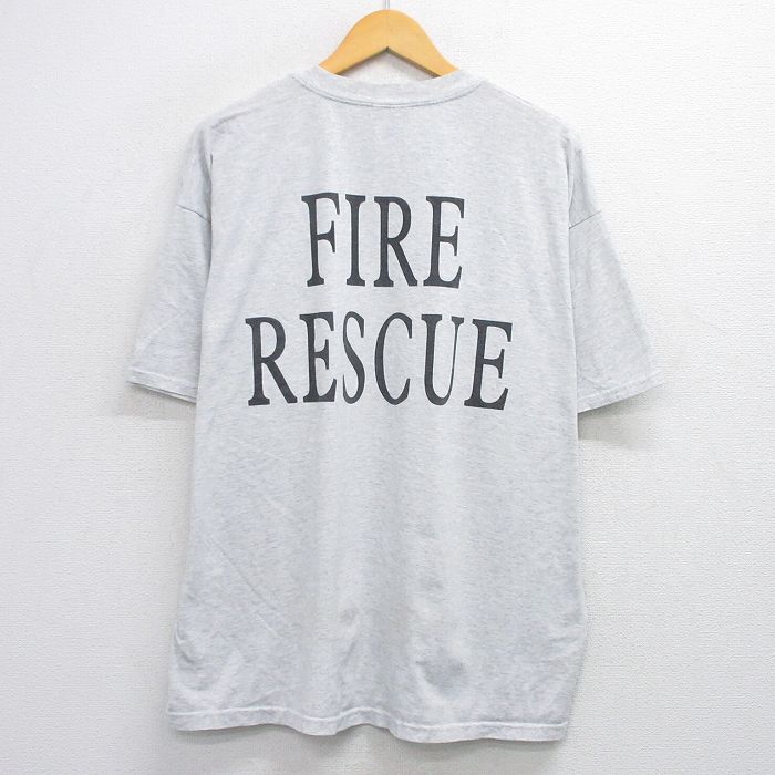 【50%OFF】XL★古着 ヘインズ Hanes 半袖 ビンテージ Tシャツ メンズ 00年代 00s ルーニーテューンズ LOONEY TUNES タズ ファイヤーレスキュー 大きいサイズ クルーネック 薄グレー 霜降り 25aug01 中古