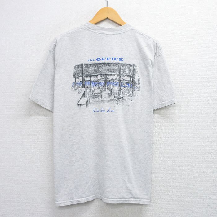 【20%OFF】XL★古着 半袖 ビンテージ Tシャツ メンズ 00年代 00s オフィス コットン クルーネック 薄グレー 霜降り 25aug01 中古