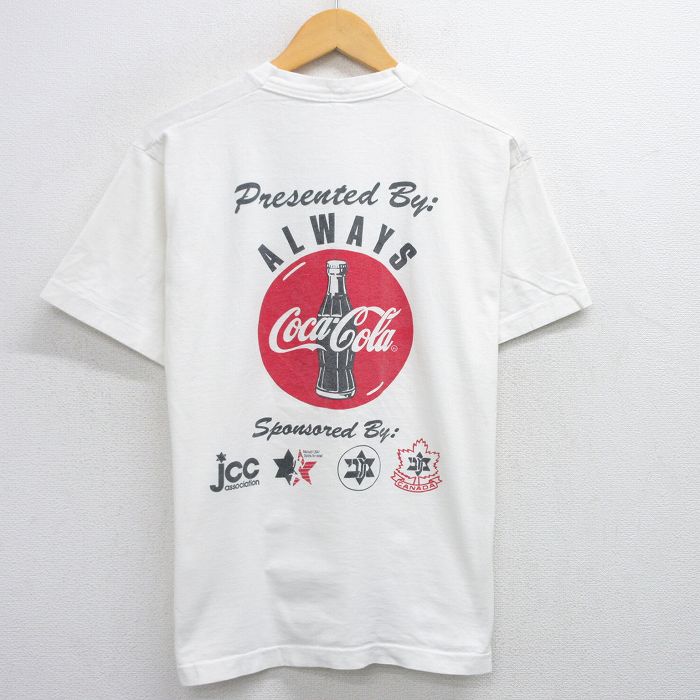 L★古着 半袖 ビンテージ Tシャツ メンズ 90年代 90s マラソン コカコーラ クルーネック 白 ホワイト 【spe】 25aug01 中古