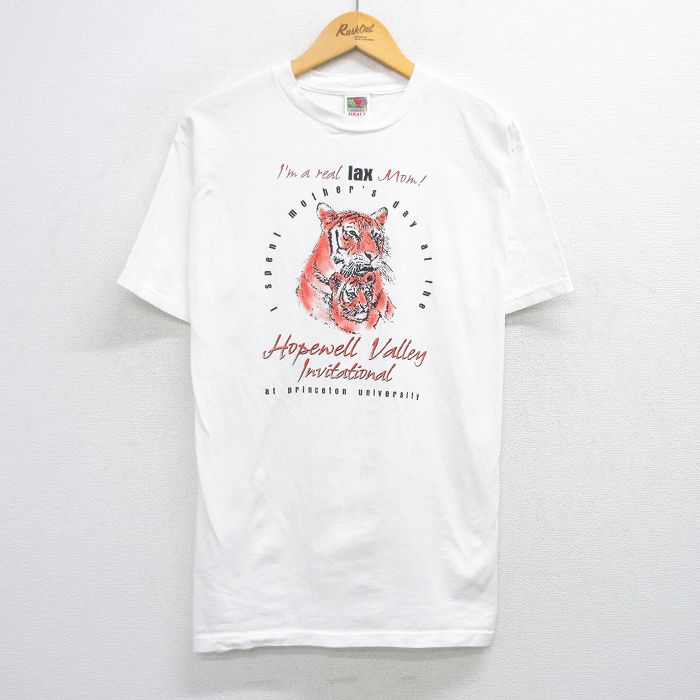 L★古着 フルーツオブザルーム 半袖 ビンテージ Tシャツ メンズ 00年代 00s トラ コットン クルーネック 白 ホワイト 25aug01 中古