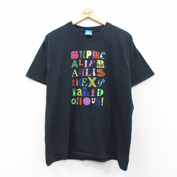 【50%OFF】L★古着 半袖 ビンテージ Tシャツ メンズ 00年代 00s ディズニー DISNEY メリーポピンズ コットン クルーネック 黒 ブラック 25aug01 中古