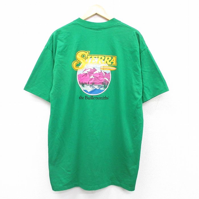 XL★古着 半袖 ビンテージ Tシャツ メンズ 90年代 90s シエラ ロング丈 クルーネック USA製 緑 グリーン 【spe】 25aug01 中古