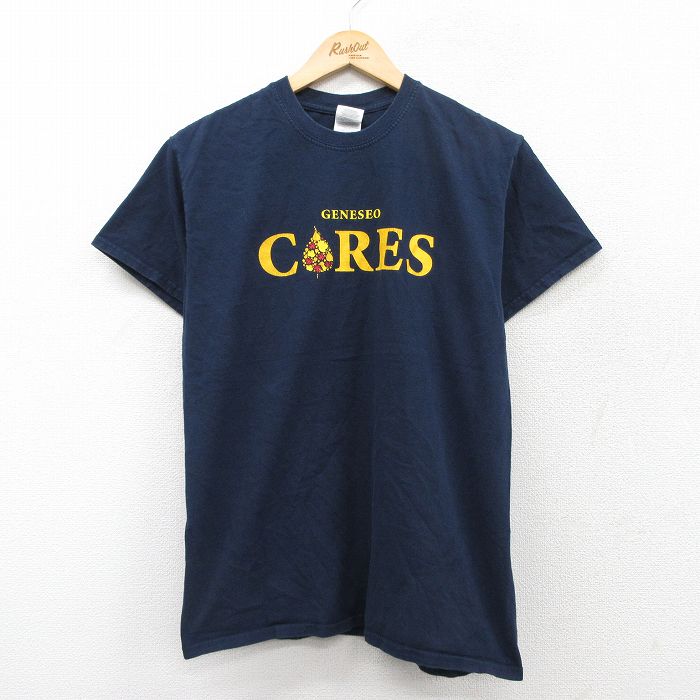 M★古着 半袖 ビンテージ Tシャツ メンズ 00年代 00s GENESEO CORES コットン クルーネック 紺 ネイビー 25aug01 中古