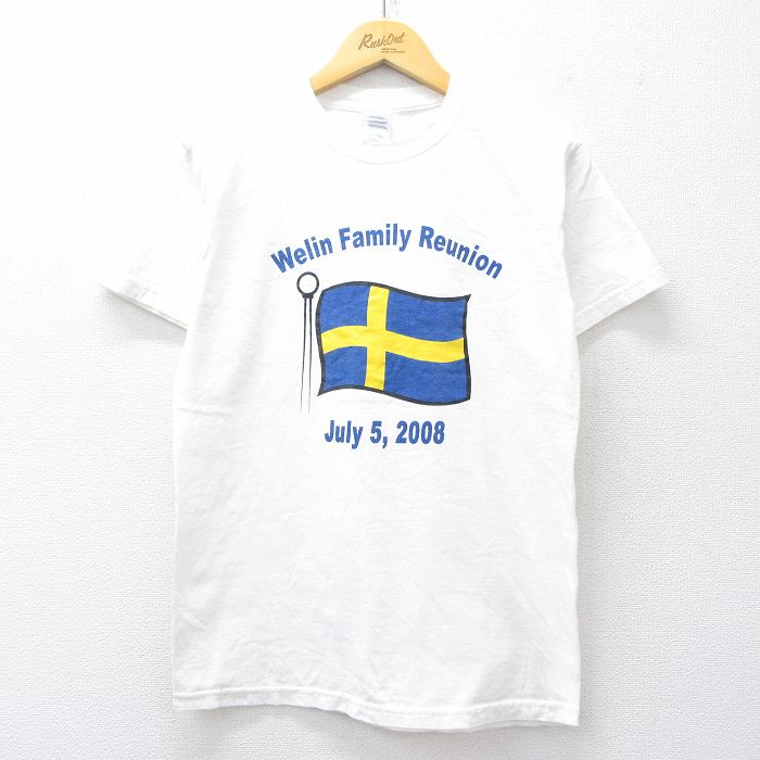 S★古着 半袖 ビンテージ Tシャツ メンズ 00年代 00s スウェーデン 国旗 コットン クルーネック 白 ホワイト 25aug01 中古