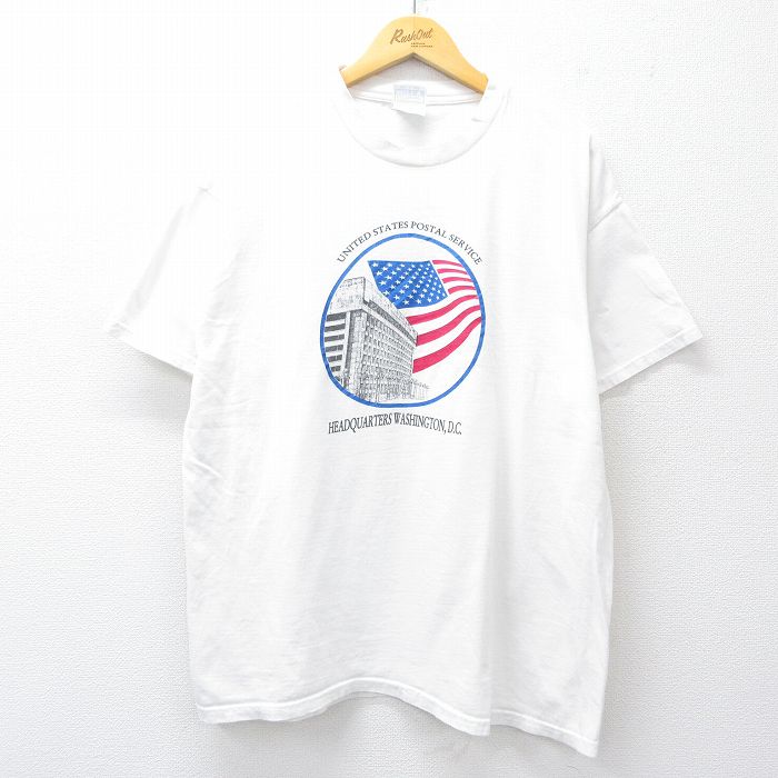 ヘインズ 00s 半袖Tシャツ 星条旗郵便局 ホワイト XL | 古着