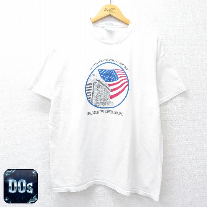 ヘインズ 00s 半袖Tシャツ 星条旗郵便局 ホワイト XL | 古着
