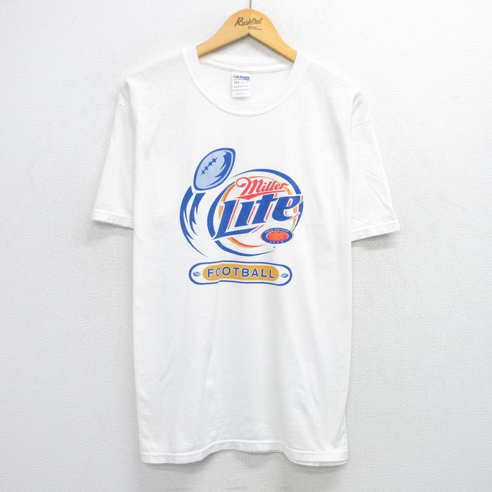 00s 半袖Tシャツ ミラーライトビールフットボール ホワイト XL | 古着