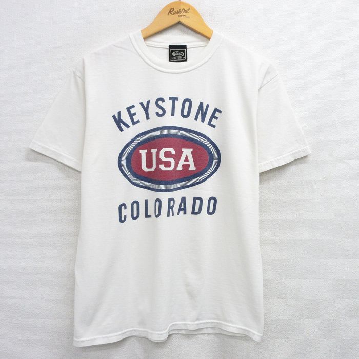 L★古着 半袖 ビンテージ Tシャツ メンズ 00年代 00s USAロゴ コロラド コットン クルーネック 白 ホワイト 25aug01 中古