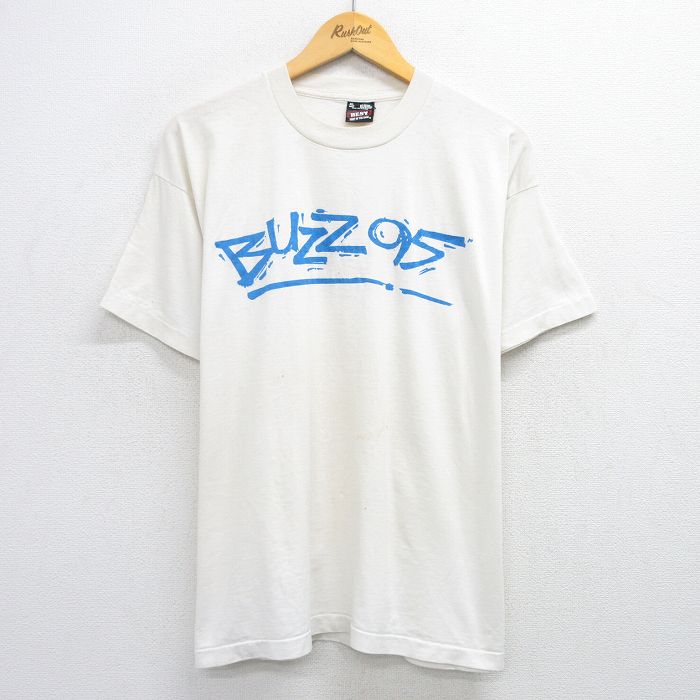 XL★古着 フルーツオブザルーム 半袖 ビンテージ Tシャツ メンズ 90年代 90s BUZZ 95 クルーネック USA製 白 ホワイト 25aug01 中古