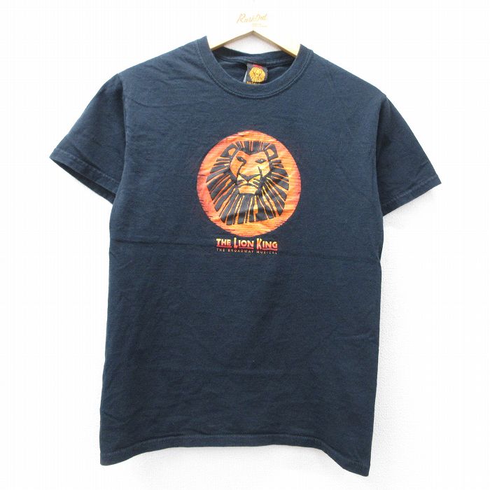 【50%OFF】S★古着 半袖 ビンテージ Tシャツ メンズ 00年代 00s ディズニー DISNEY ライオンキング コットン クルーネック 黒 ブラック 25aug02 中古