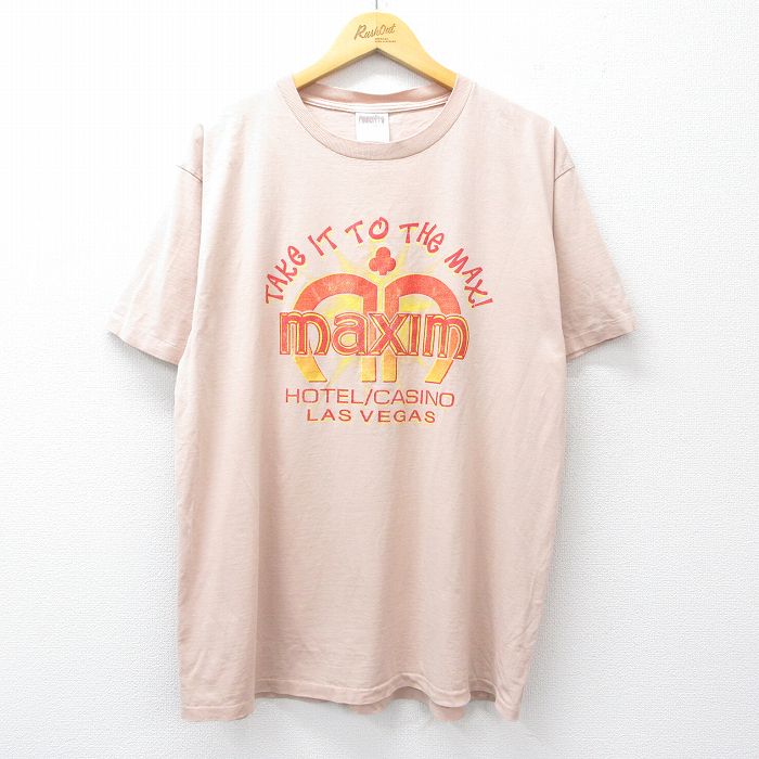 【50%OFF】XL★古着 オニータ ONEITA 半袖 ビンテージ Tシャツ メンズ 90年代 90s マキシマム コットン クルーネック USA製 薄ピンク系 25aug02 中古