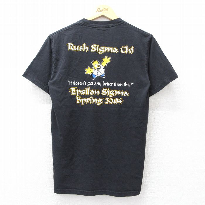 S★古着 半袖 ビンテージ Tシャツ メンズ 00年代 00s シンプソンズ シグマカイ コットン クルーネック 黒 ブラック 25aug02 中古