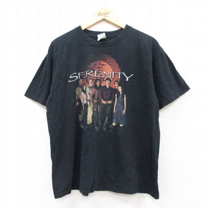 L★古着 半袖 ビンテージ Tシャツ メンズ 00年代 00s 映画 セレニティー コットン クルーネック 黒 ブラック 25aug02 中古
