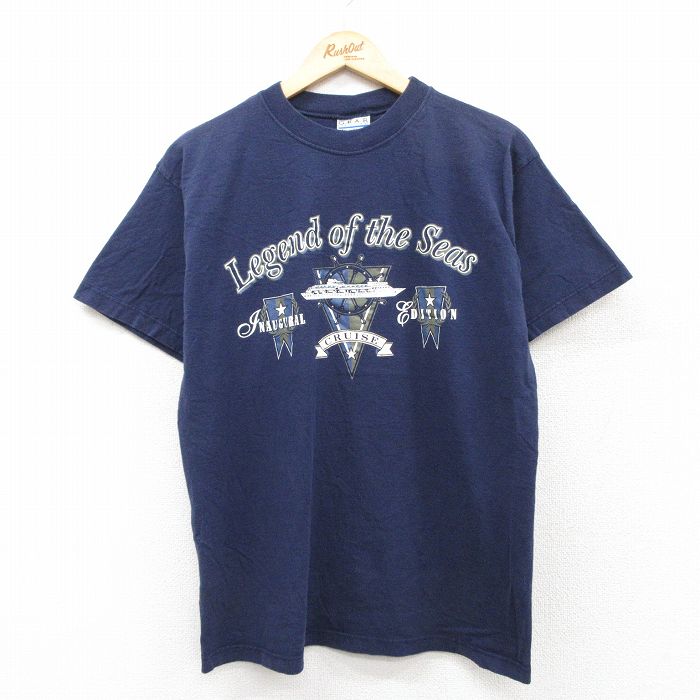 M★古着 半袖 ビンテージ Tシャツ メンズ 90年代 90s レジェンドオブザシーズ コットン クルーネック USA製 紺 ネイビー 25aug02 中古