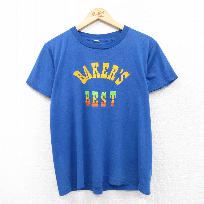 L★古着 スクリーンスターズ 半袖 ビンテージ Tシャツ メンズ 80年代 80s BAKERS BEST クルーネック 青 ブルー 25aug02 中古