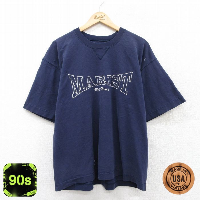 ラッセル 90s 半袖Tシャツ マリストレッドフォクシーズ刺繍 ネイビー XL | 古着