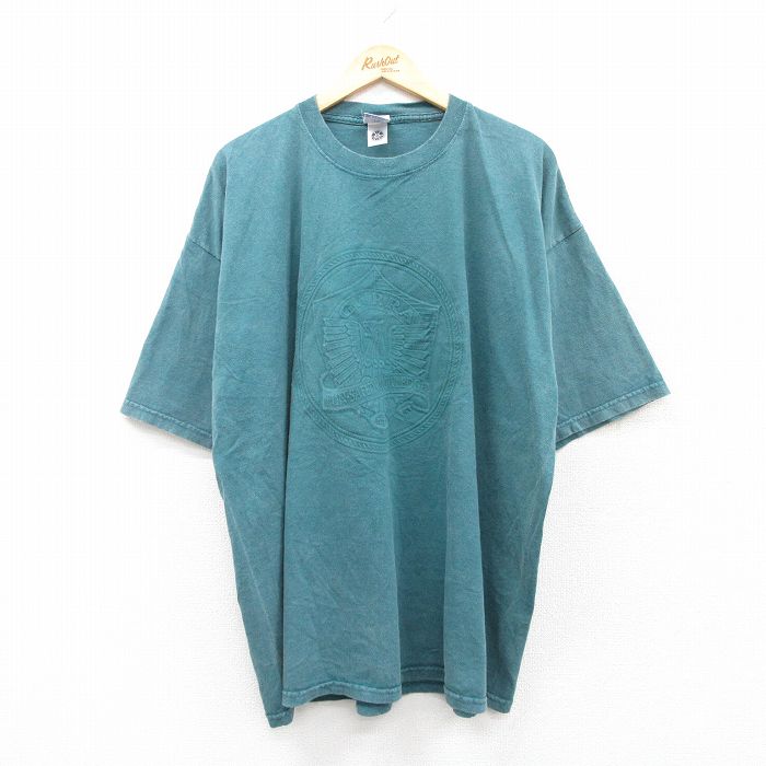 XL★古着 半袖 ビンテージ Tシャツ メンズ 90年代 90s GWRRA 大きいサイズ コットン クルーネック USA製 青緑 25aug02 中古
