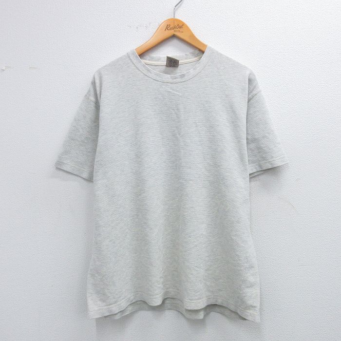 XL★古着 半袖 ビンテージ Tシャツ メンズ 00年代 00s 無地 大きいサイズ コットン クルーネック 薄グレー 霜降り 25aug02 中古