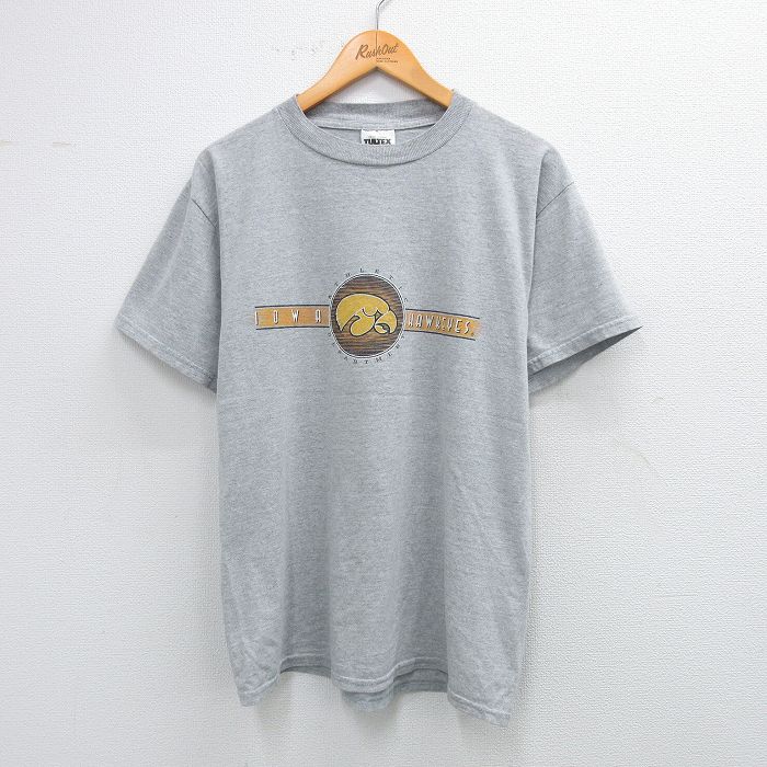 L★古着 TULTEX 半袖 ビンテージ Tシャツ メンズ 90年代 90s アイオワ クルーネック グレー 霜降り 25aug02 中古