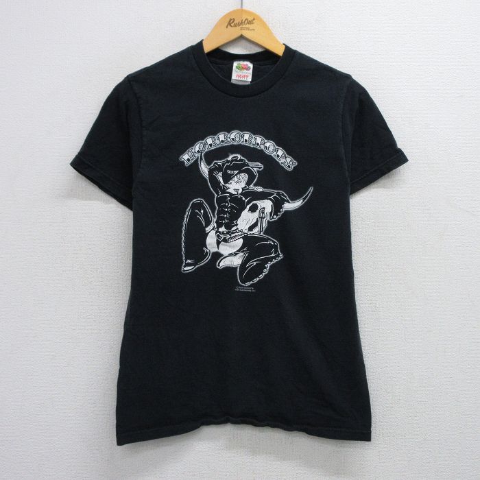 【50%OFF】S★古着 フルーツオブザルーム 半袖 ビンテージ ロック バンド Tシャツ メンズ 00年代 00s HORRORPOPS コットン クルーネック 黒 ブラック 25aug02 中古