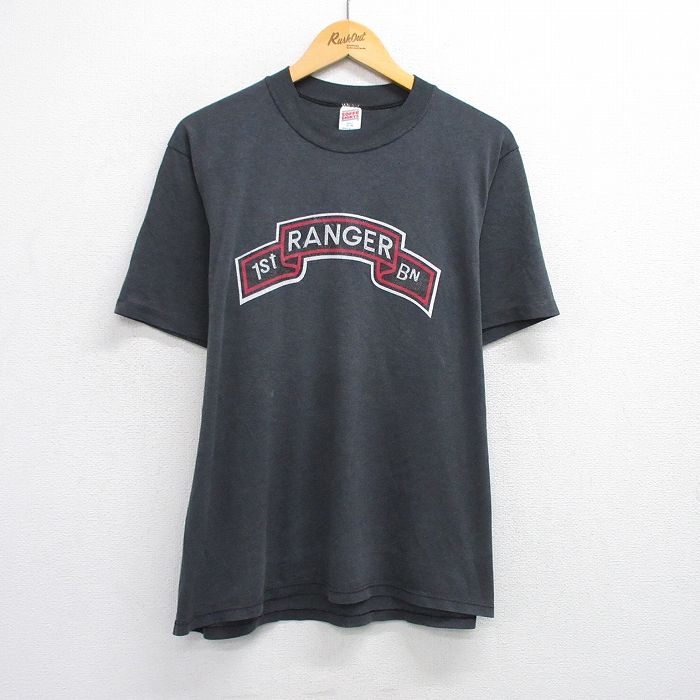 XL★古着 半袖 ビンテージ Tシャツ メンズ 90年代 90s RANGER クルーネック USA製 黒 ブラック 【spe】 25aug02 中古