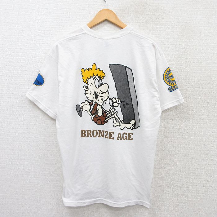XL★古着 半袖 ビンテージ Tシャツ メンズ 00年代 00s BRONZE AGE クルーネック 白 ホワイト 25aug02 中古