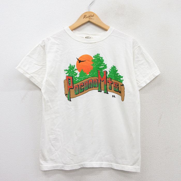 M★古着 半袖 ビンテージ Tシャツ メンズ 90年代 90s Pocono Mts コットン クルーネック USA製 白 ホワイト 【spe】 25aug02 中古
