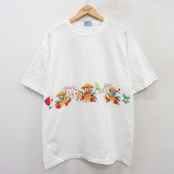 XL★古着 半袖 ビンテージ Tシャツ メンズ 90年代 90s Caribbean Soul 大きいサイズ コットン クルーネック 白 ホワイト 【spe】 25aug02 中古