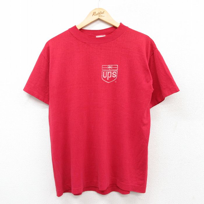 XL★古着 半袖 ビンテージ Tシャツ メンズ 90年代 90s UPS コットン 赤 レッド 25aug02 中古