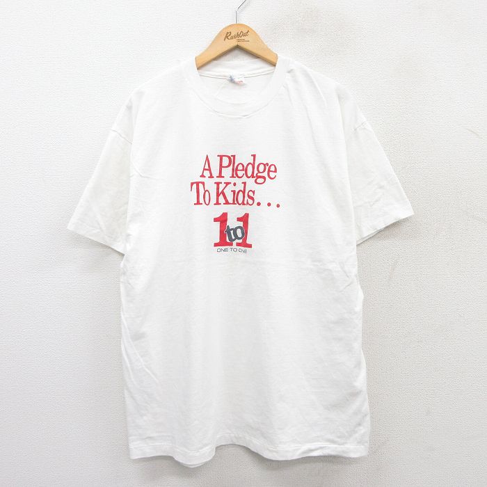 XL★古着 ヘインズ Hanes 半袖 ビンテージ Tシャツ メンズ 00年代 00s Pledge To Kids 大きいサイズ コットン クルーネック 白 ホワイト 25aug04 中古