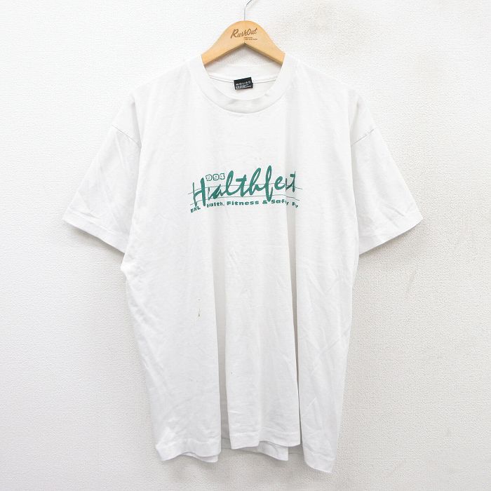 XL★古着 フルーツオブザルーム 半袖 ビンテージ Tシャツ メンズ 90年代 90s Healthfest 大きいサイズ クルーネック USA製 白 ホワイト 25aug04 中古