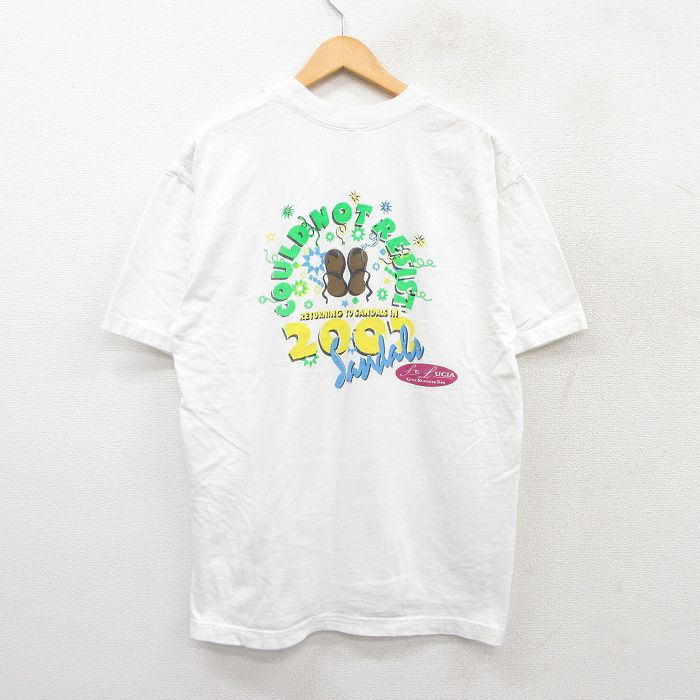 00s 半袖Tシャツ サンダル ホワイト XL | 古着