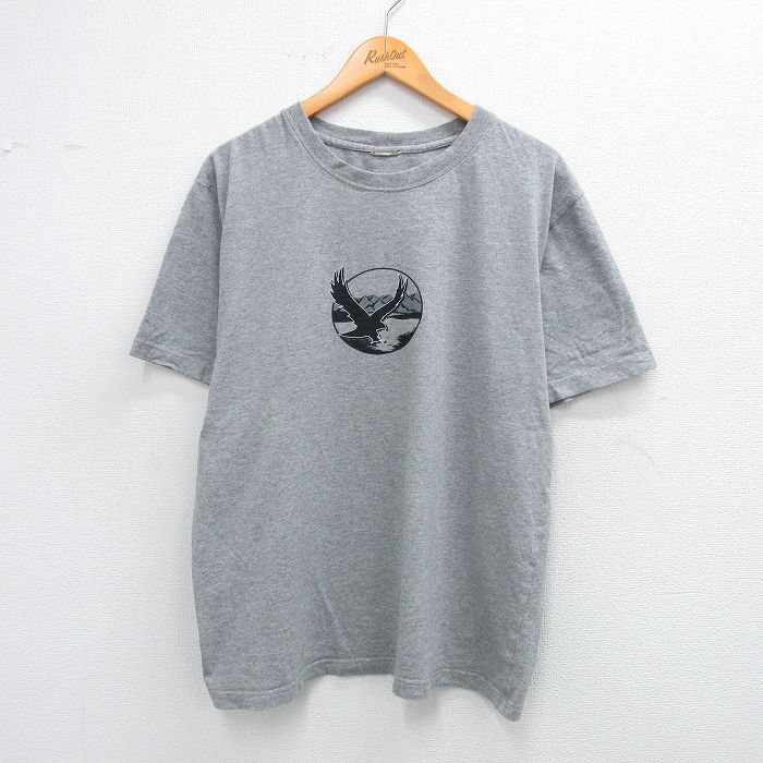 XL★古着 半袖 ビンテージ Tシャツ メンズ 00年代 00s 鳥 クルーネック グレー 霜降り 25aug04 中古