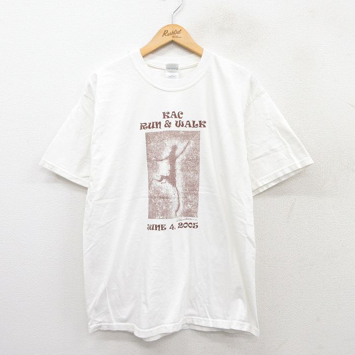 L★古着 半袖 ビンテージ Tシャツ メンズ 00年代 00s KAC RUN WALK コットン クルーネック 白 ホワイト 25aug04 中古