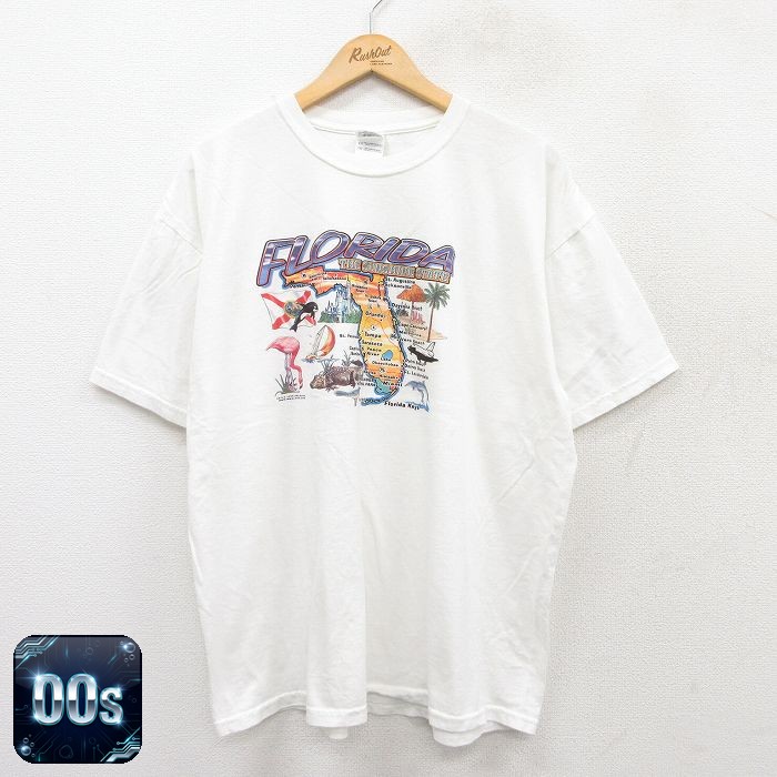 00s 半袖Tシャツ フロリダシャチワニ ホワイト XL | 古着