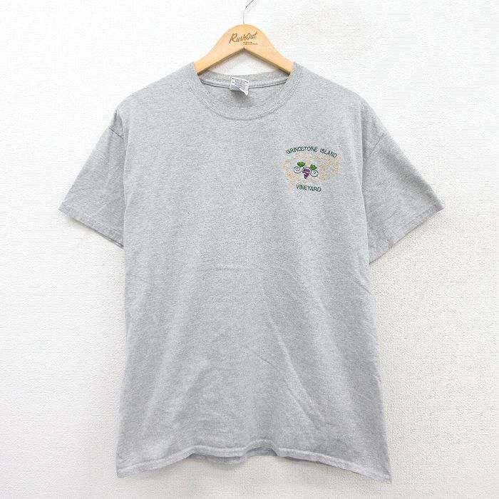 L★古着 半袖 ビンテージ Tシャツ メンズ 00年代 00s VINEYARD ブドウ クルーネック グレー 25aug04 中古