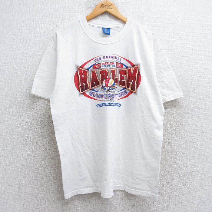 L★古着 半袖 ビンテージ Tシャツ メンズ 00年代 00s ハーレムグローブトロッターズ バスケットボール コットン クルーネック 白 ホワイト 25aug05 中古