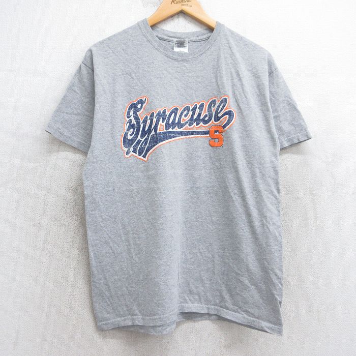 M★古着 半袖 ビンテージ Tシャツ メンズ 00年代 00s シラキュース クルーネック グレー 霜降り 25aug05 中古