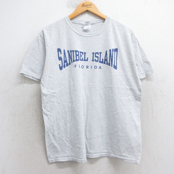 L★古着 半袖 ビンテージ Tシャツ メンズ 00年代 00s サニベル フロリダ クルーネック 薄グレー 霜降り 25aug05 中古