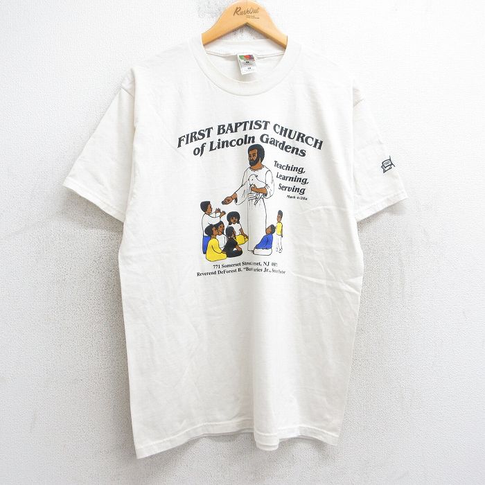 L★古着 フルーツオブザルーム 半袖 ビンテージ Tシャツ メンズ 00年代 00s リンカーンガーデンズ ファーストバプテスト教会 クルーネック 生成り 25aug05 中古