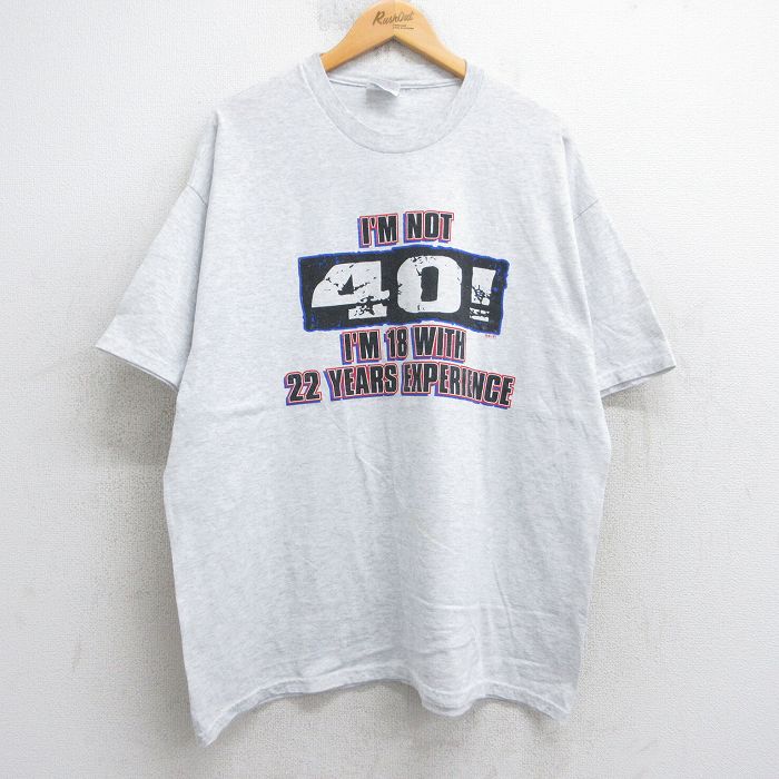 XL★古着 ヘインズ Hanes 半袖 ビンテージ Tシャツ メンズ 00年代 00s 40 大きいサイズ クルーネック 薄グレー 霜降り 25aug05 中古