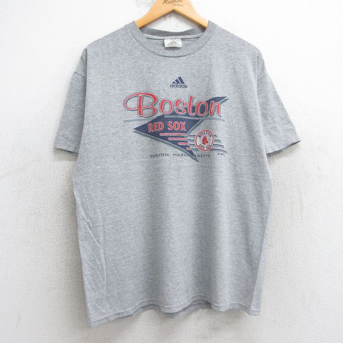 XL★古着 アディダス adidas 半袖 ビンテージ Tシャツ メンズ 00年代 00s MLB ボストンレッドソックス クルーネック グレー 霜降り メジャーリーグ ベースボール 野球 25aug05 中古