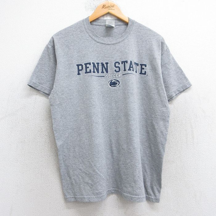 L★古着 半袖 ビンテージ Tシャツ メンズ 00年代 00s ペンシルベニア サッカー クルーネック グレー 霜降り 25aug05 中古